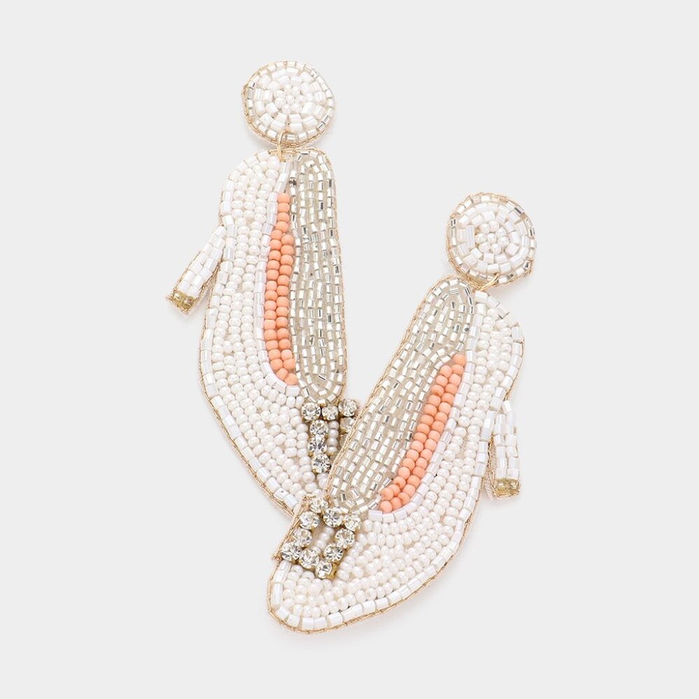 Felt Back Beaded Formal Shoes Dangle Earrings